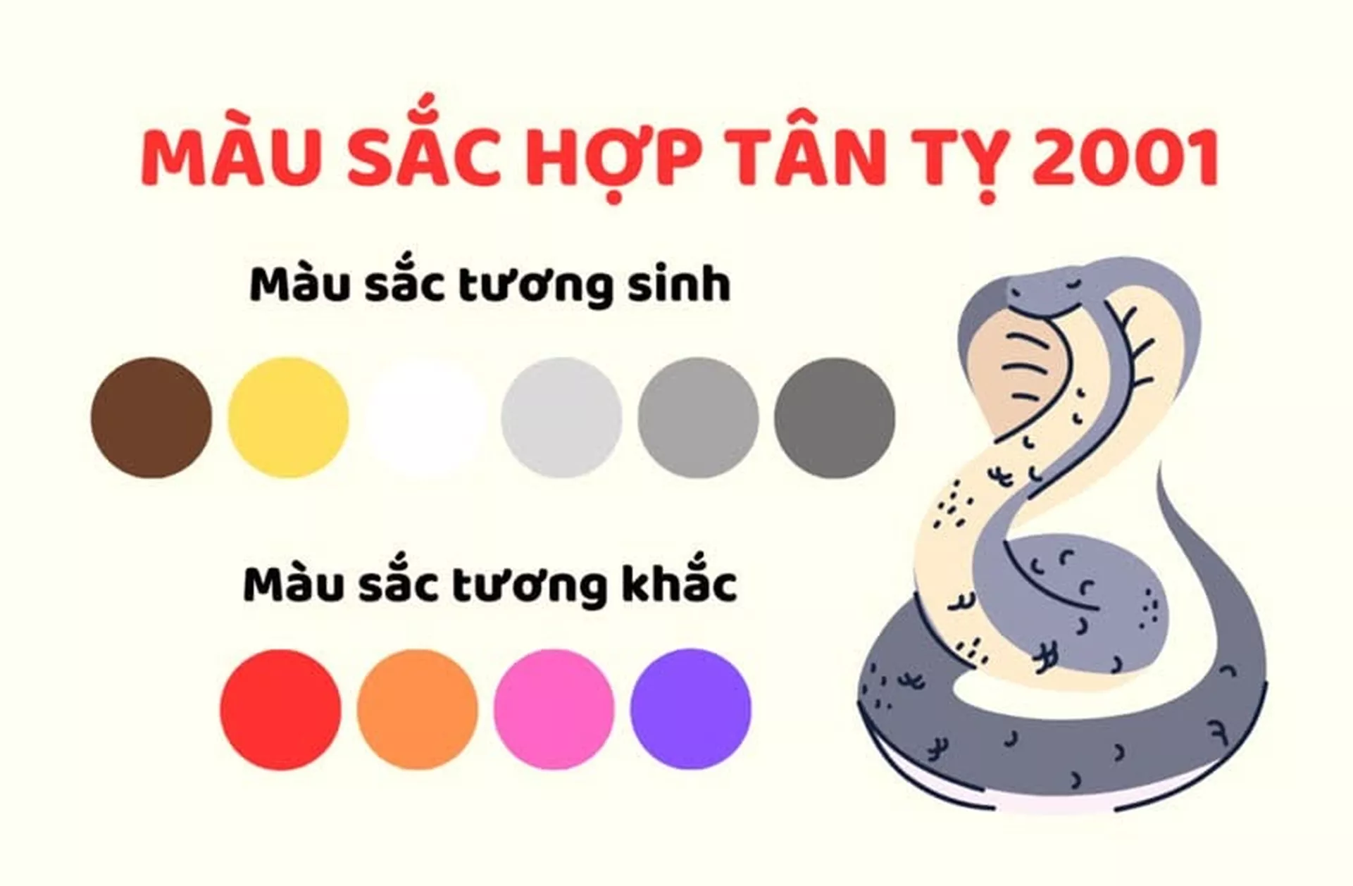 Tuổi Tân Tỵ 2001 hợp màu gì, kỵ màu gì nhất năm 2025?