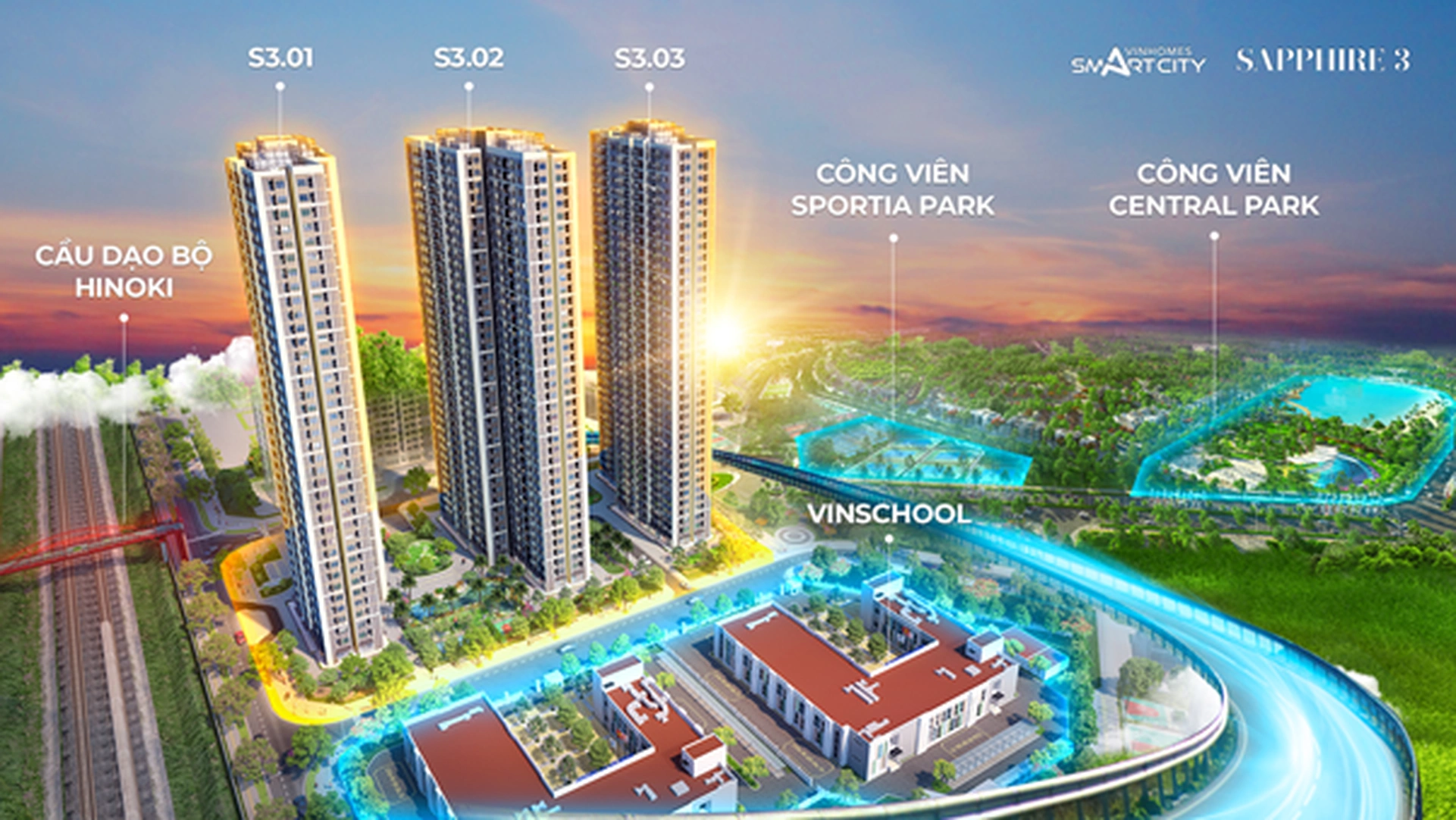 Mặt bằng các toà chung cư phân khu The Sapphire 3 Vinhomes Smart City hình gì?