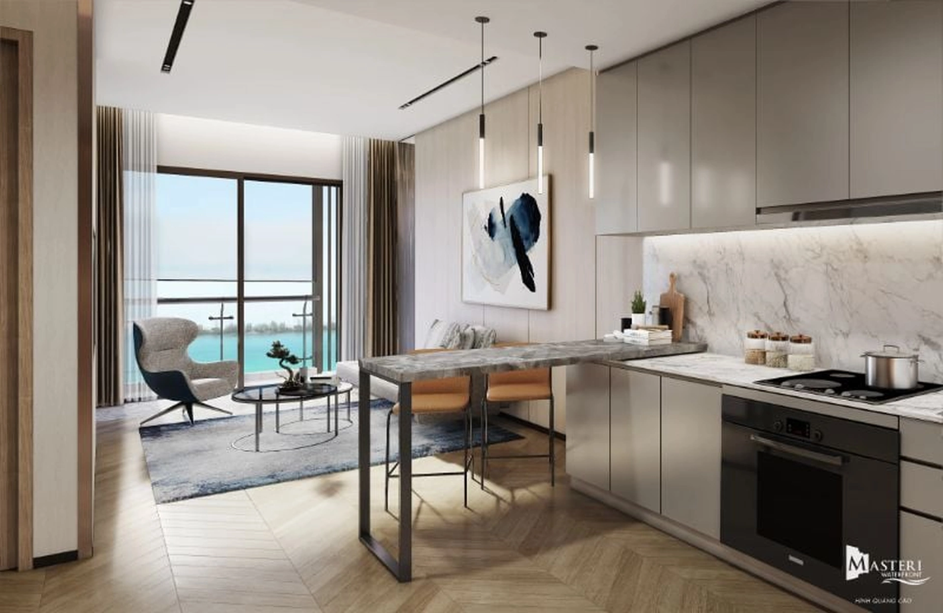 Khám phá căn hộ 1 phòng ngủ tại tòa The Envy - H2 phân khu Hawaii thuộc dự án Masteri Waterfront