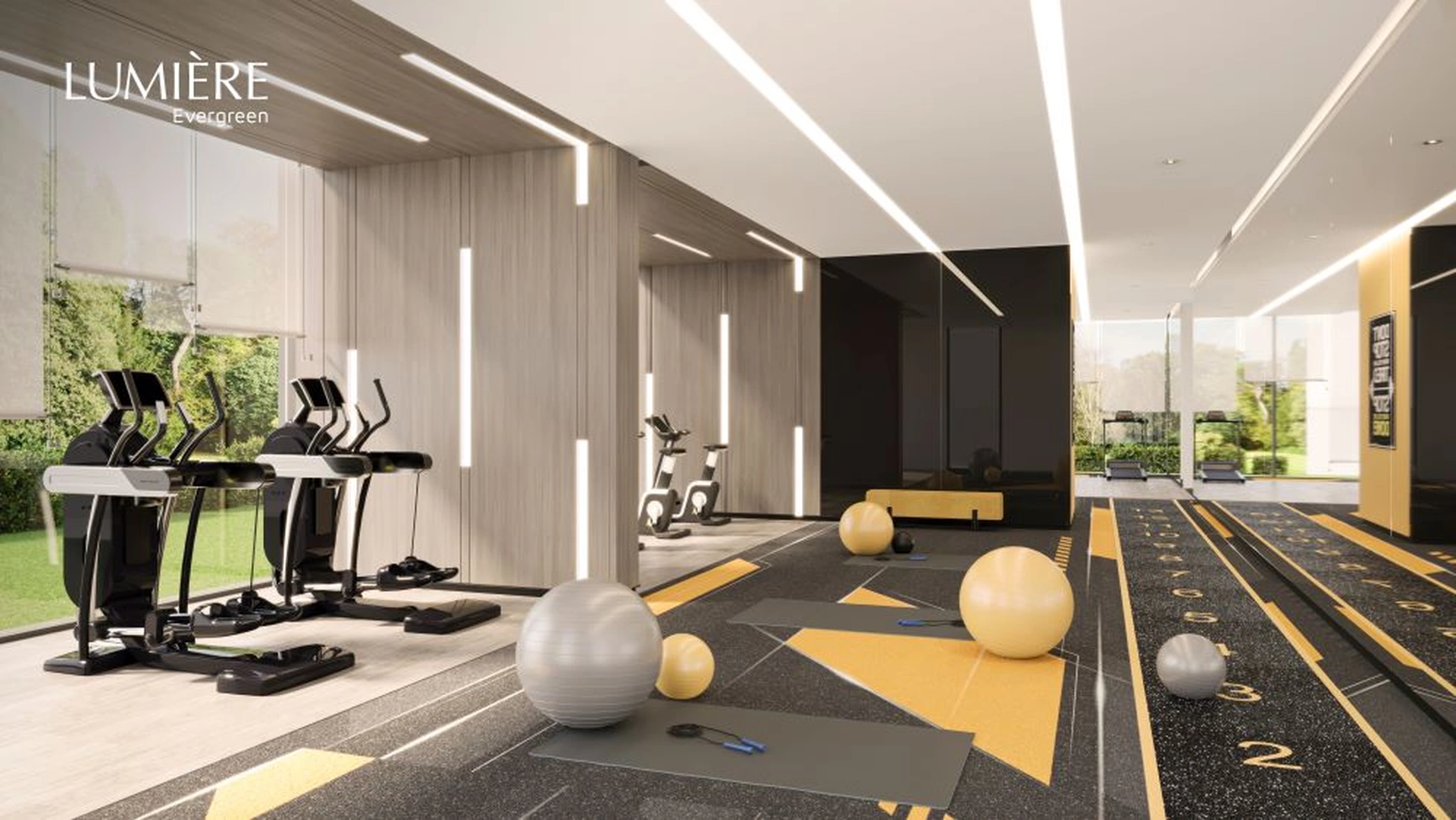 Tổng diện tích Gym Center lớn nhất tại dự án Lumière Evergreen bao nhiêu m2?