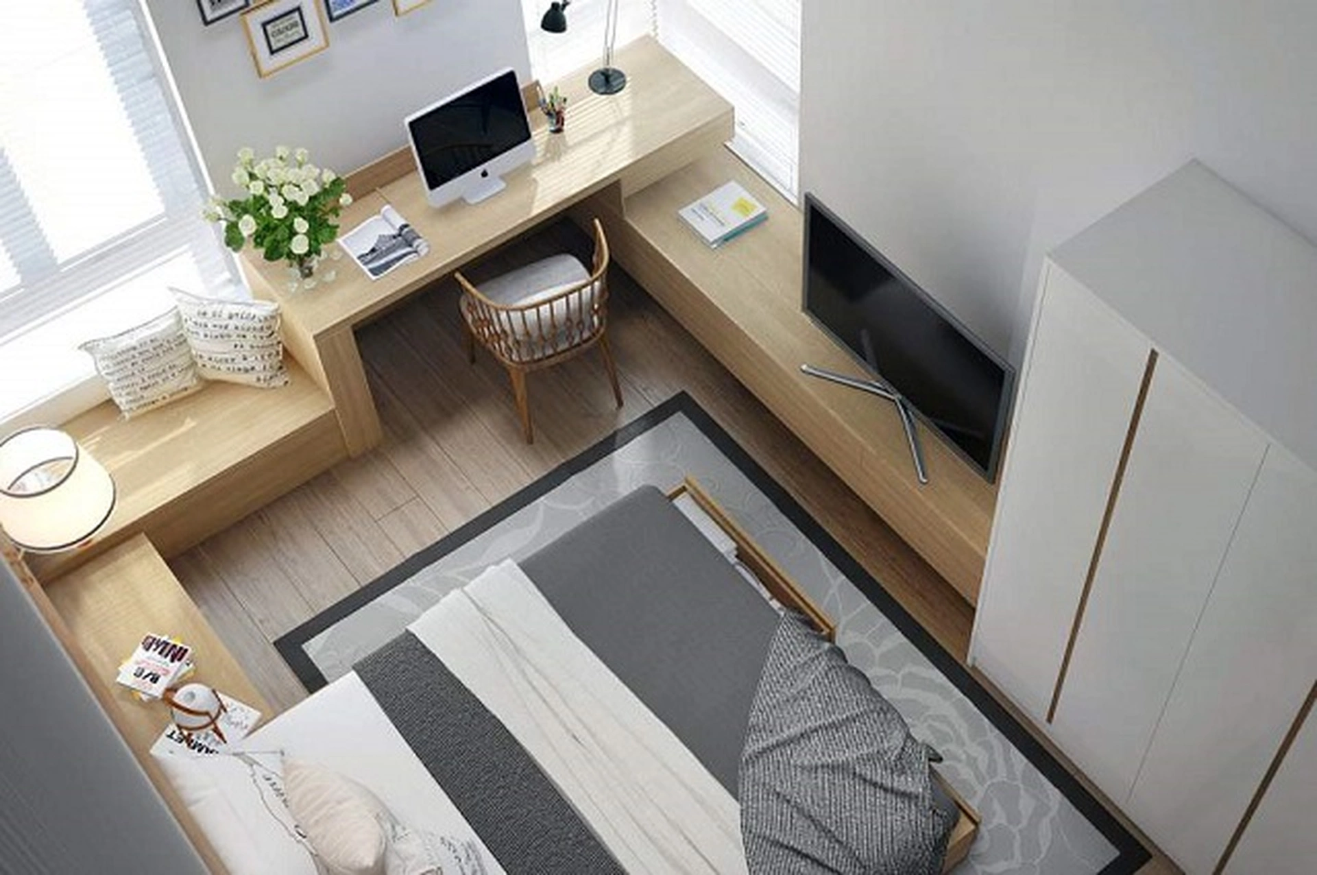 Vị trí đặt bàn làm việc hợp lý cho phòng ngủ nhỏ là ở đâu?
