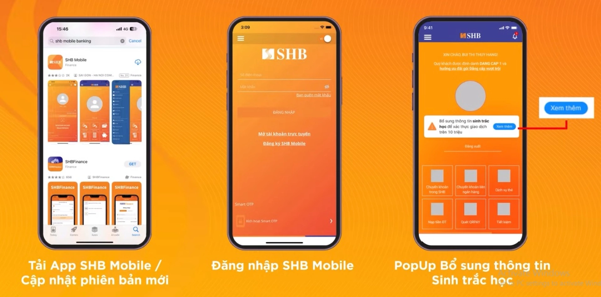 Mở tài khoản e-banking ngân hàng SHB gồm mấy bước?