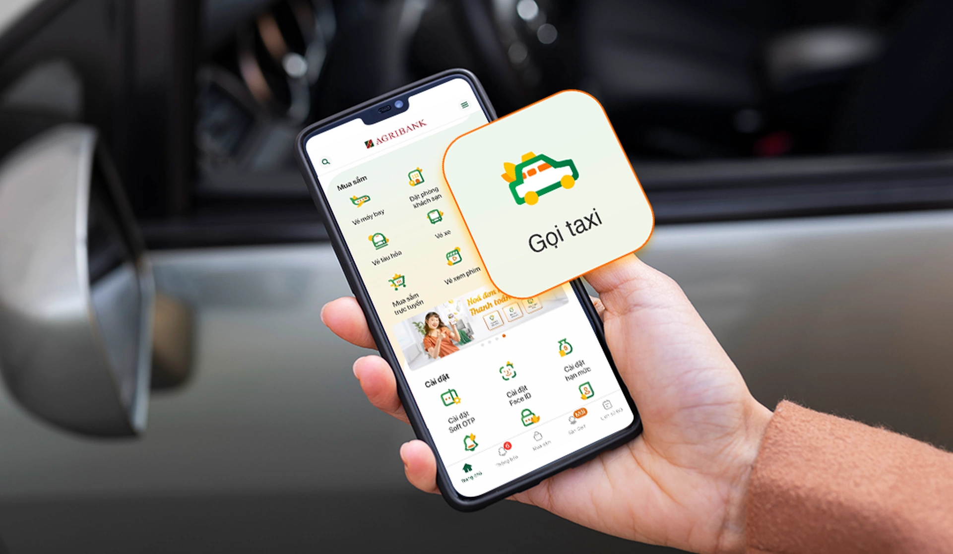 Dịch vụ e-banking Agribank có hỗ trợ gọi xe taxi hay không?