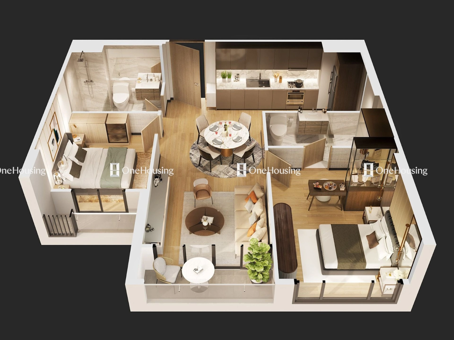 Giá thuê căn hộ Masteri West Heights 2PN và 2PN + chênh lệch bao nhiêu?