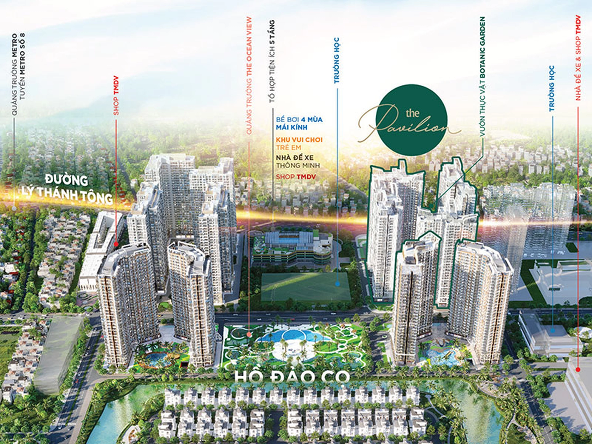 Phân khu The Pavilion Vinhomes Ocean Park có những tòa căn hộ nào?