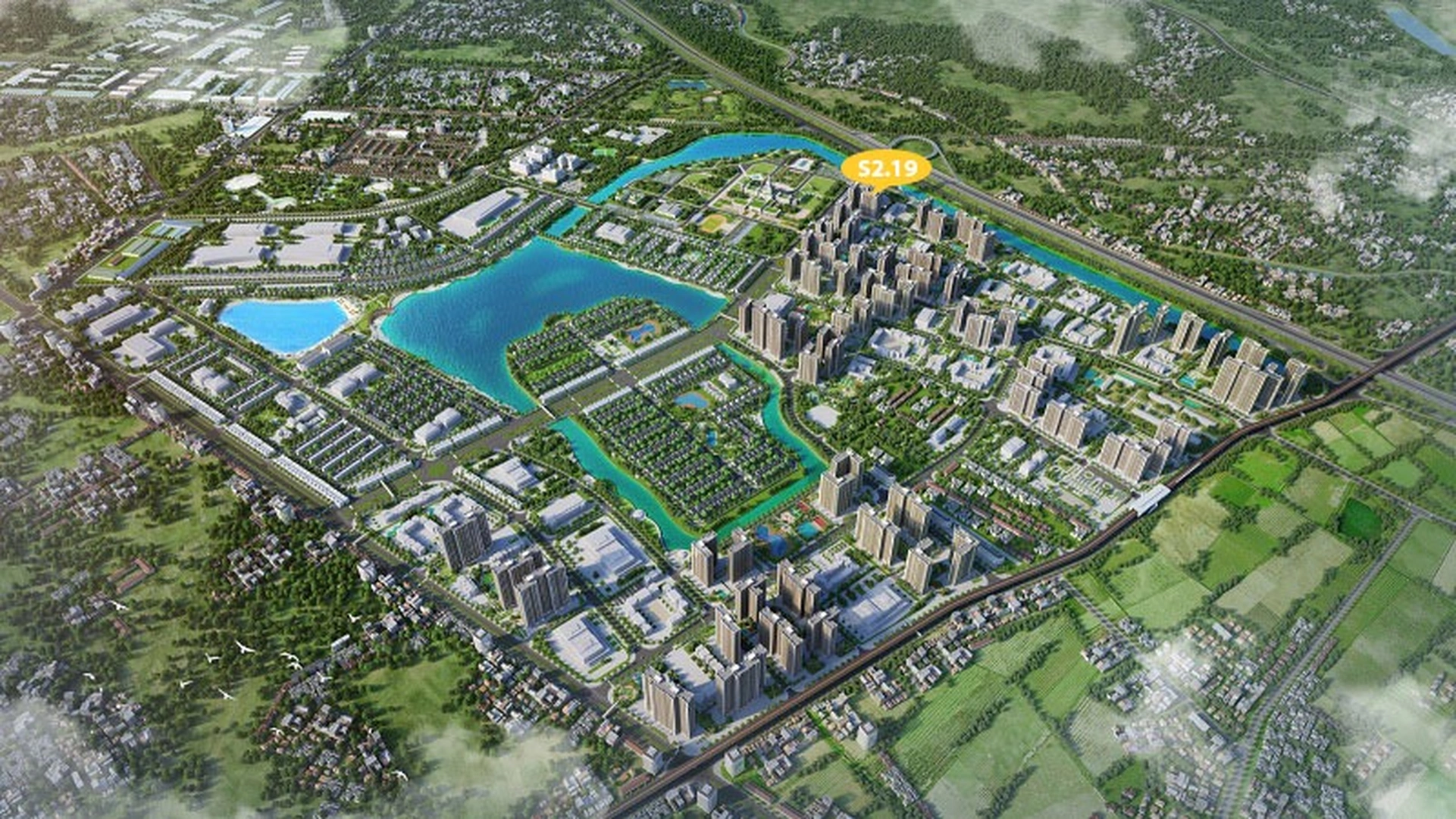 Căn 2PN tòa S2.19 - The Sapphire - Vinhomes Ocean Park Gia Lâm 62.7m² có giá bao nhiêu?