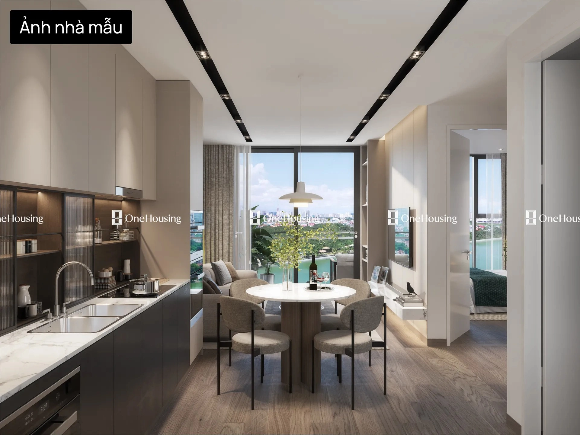 Diện tích tim tường, diện tích thông thủy căn hộ 2 phòng ngủ tòa A Masteri West Heights