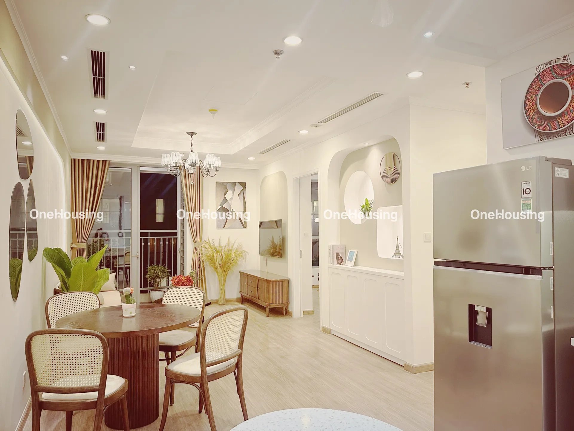 Diện tích tim tường, diện tích thông thủy căn hộ 2 phòng ngủ tòa P6 Vinhomes Times City