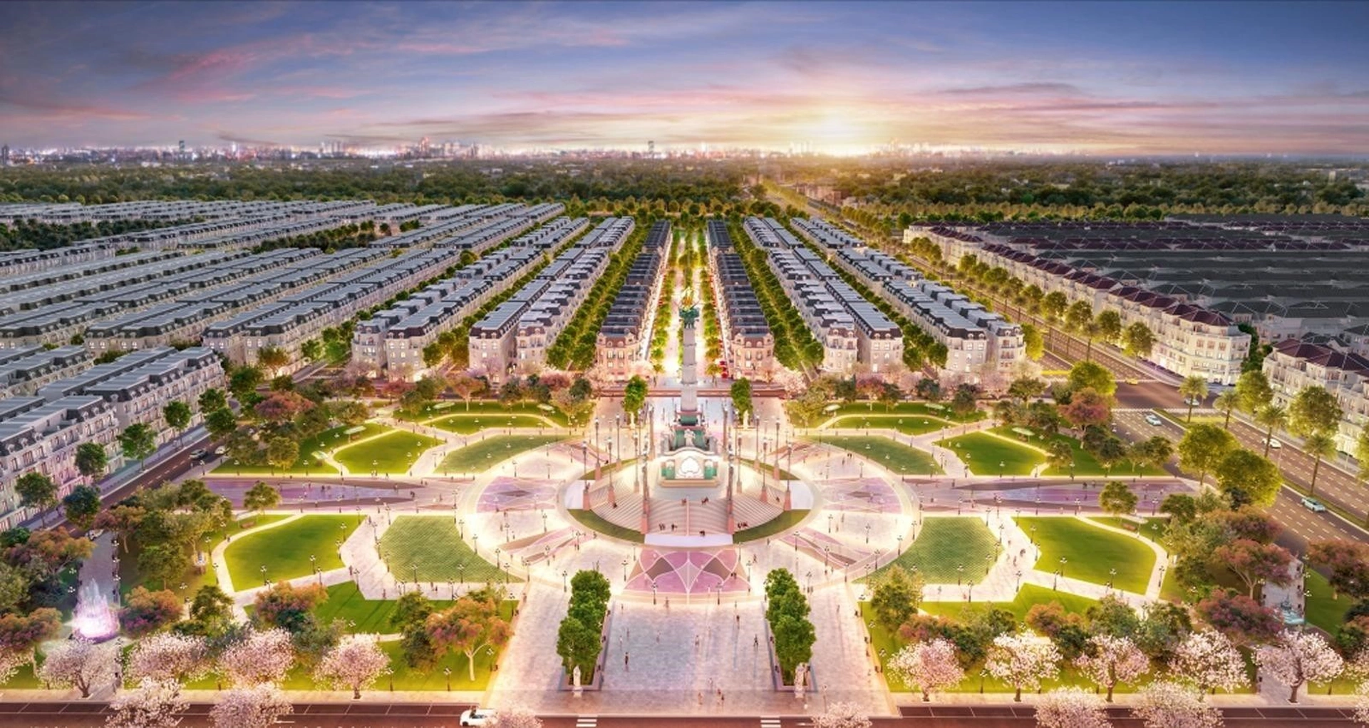 Biệt thự đơn lập nhà phố phân khu Kinh Đô Ánh Sáng Vinhomes Ocean Park 2 nằm ở những trục đường nội khu nào?