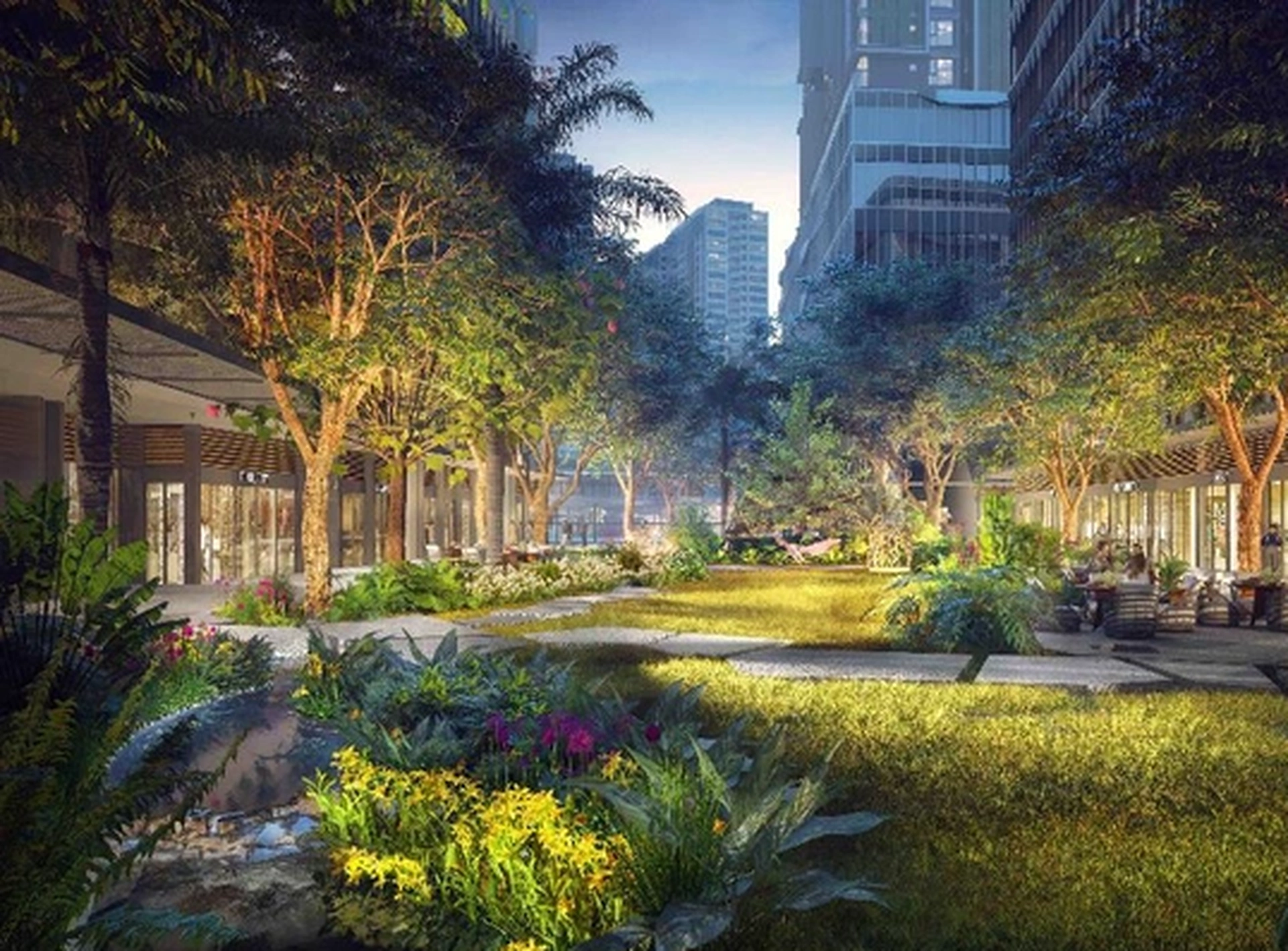 Tổng diện tích vườn treo dự án Lumiere Riverside bao nhiêu m2?