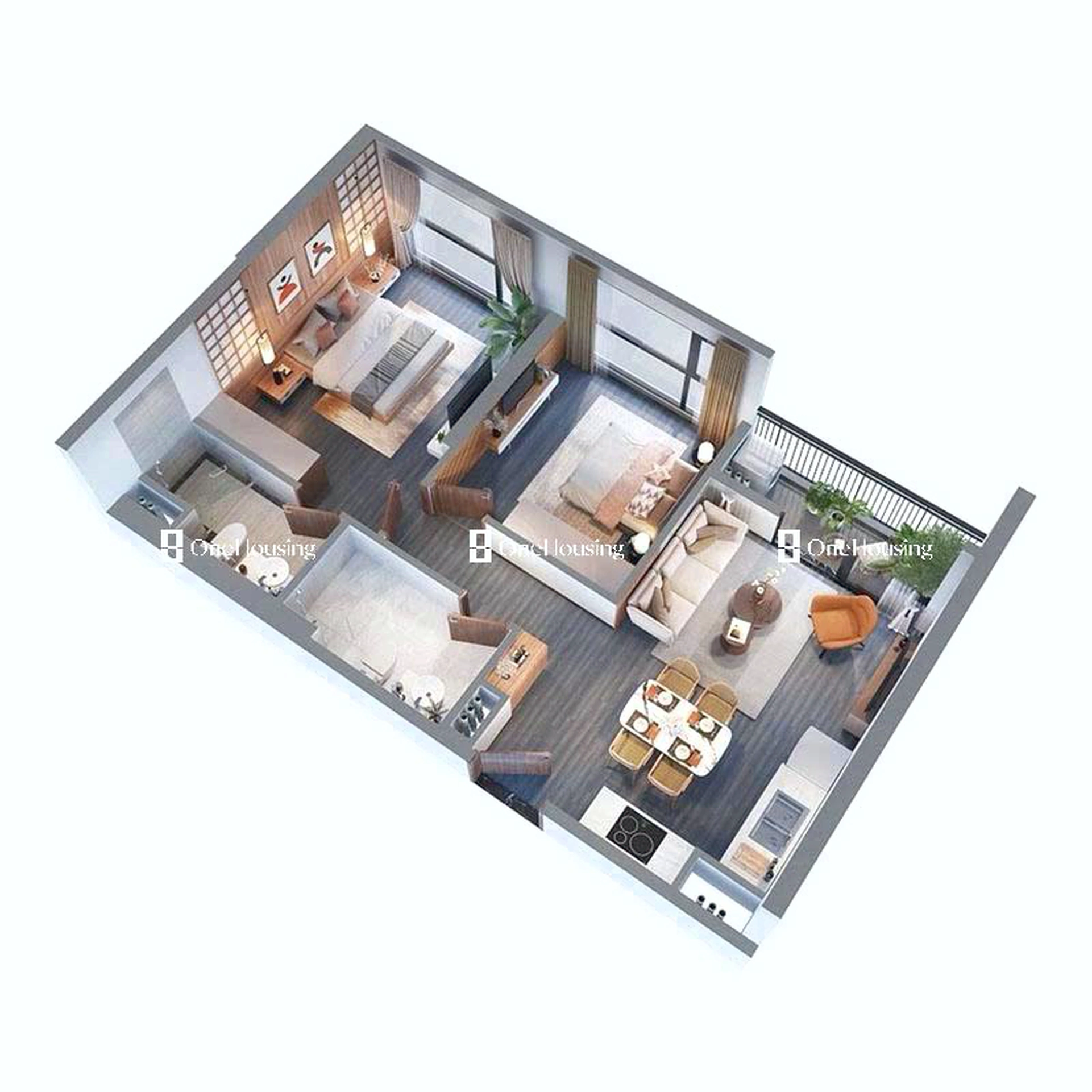 Căn 2PN toà R1.02 - The Zenpark - Vinhomes Ocean Park