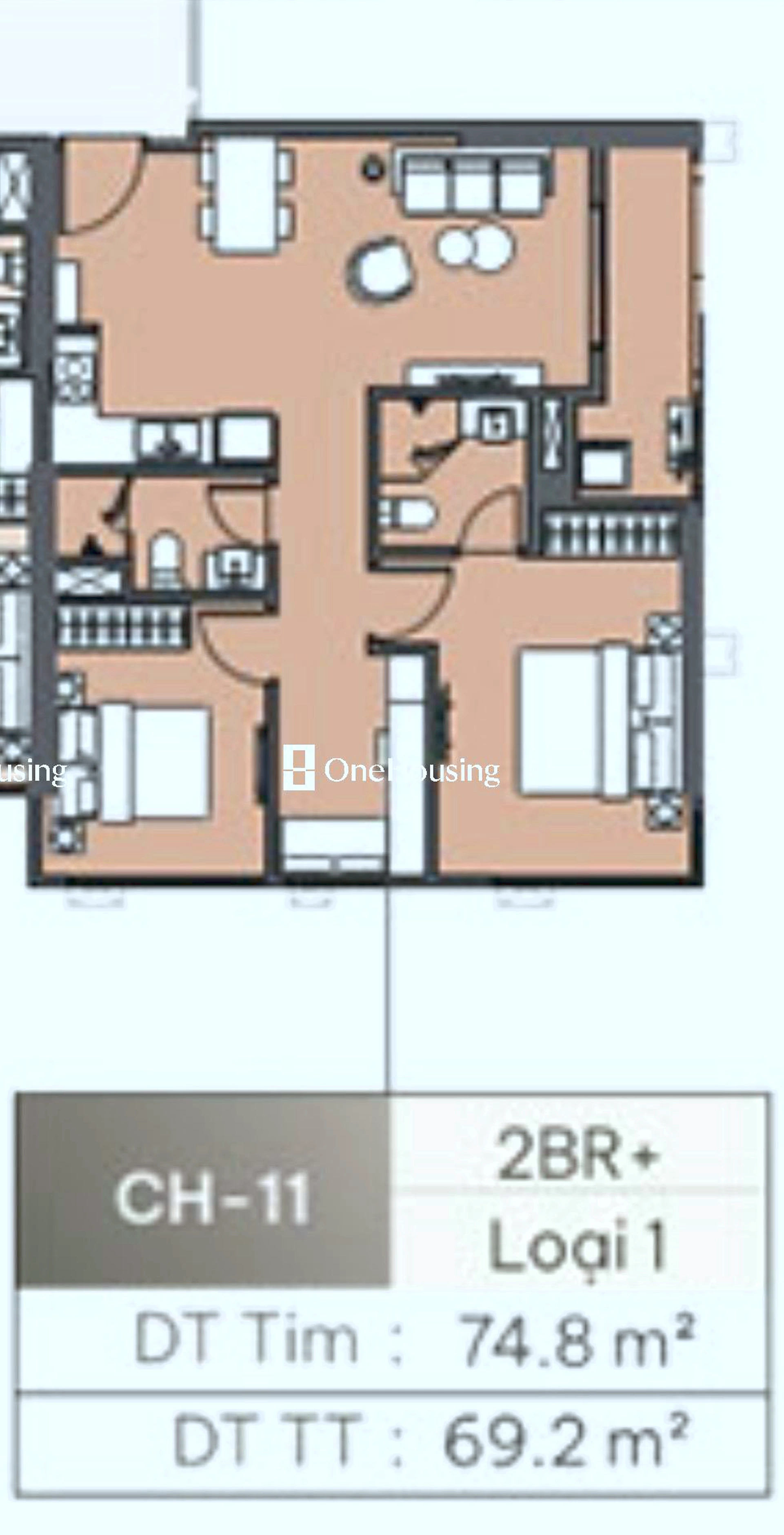 Căn 2PN+ toà L3 - Masteri Lakeside