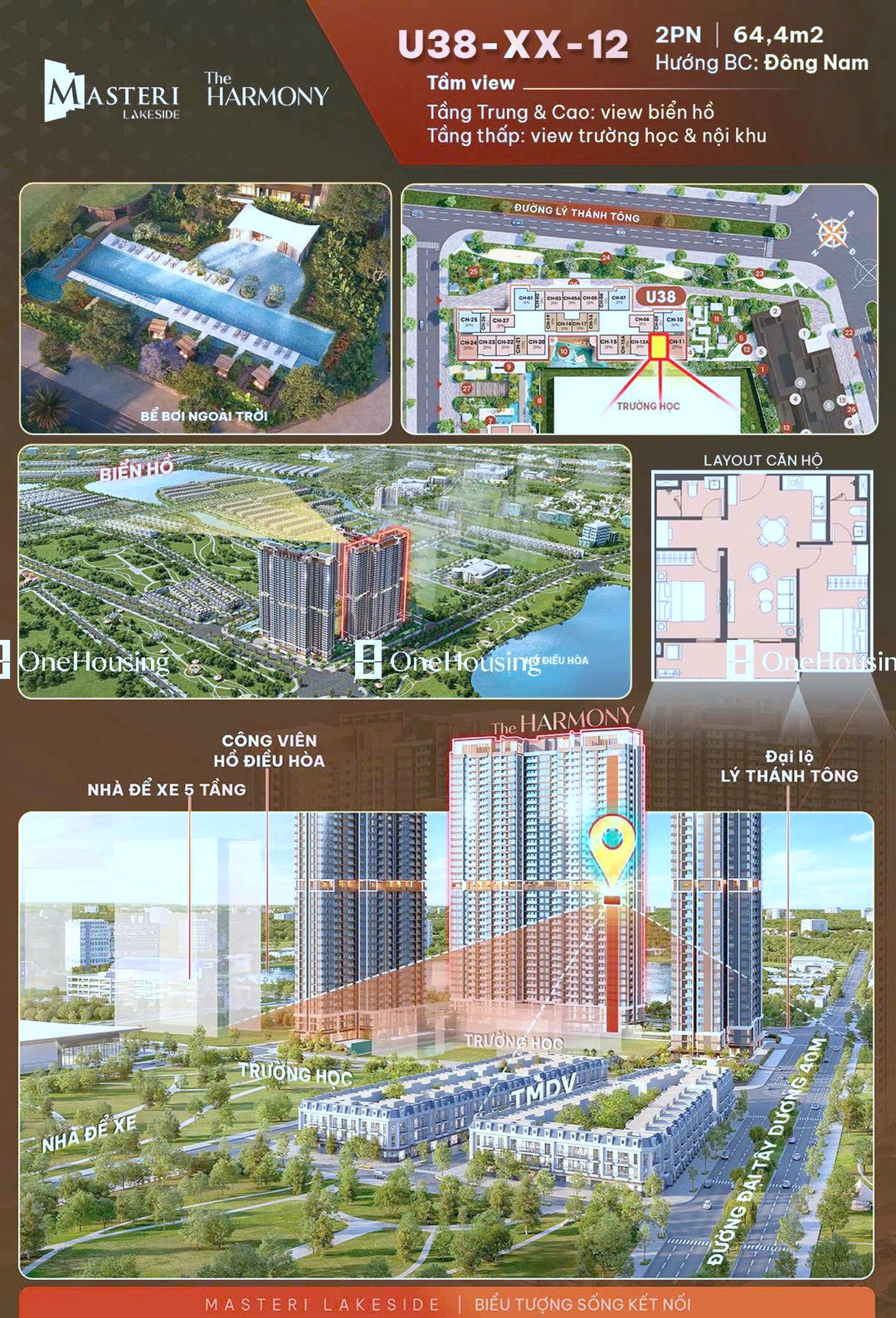 Căn 2PN toà L2 - Masteri Lakeside