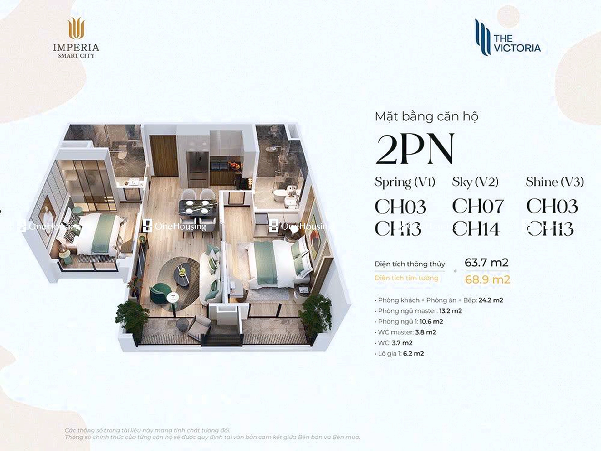 Căn 2PN toà V1 - The Victoria - Imperia Smart City