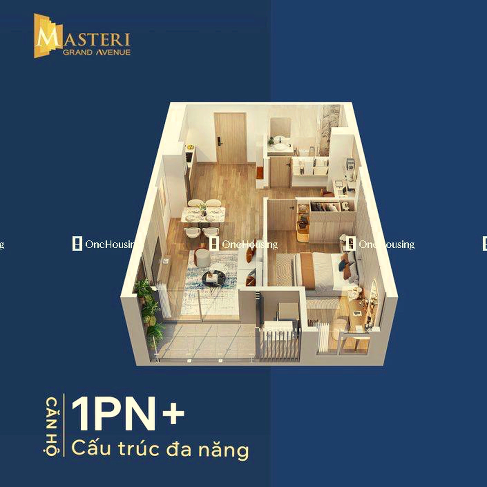 Căn 1PN+ toà A2 - Masteri Grand Avenue