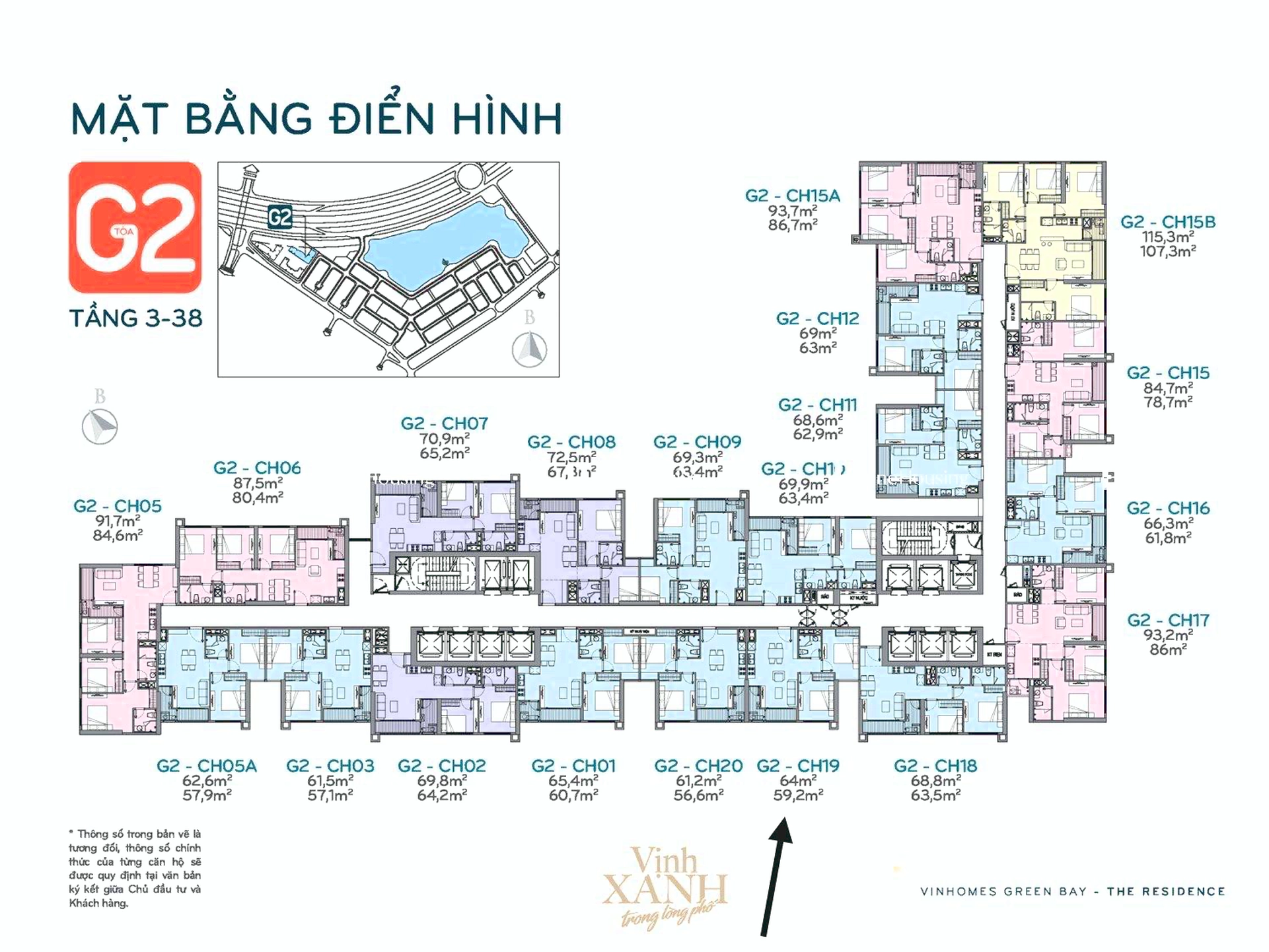 Căn 2PN toà G2 - The Residence - Vinhomes Green Bay