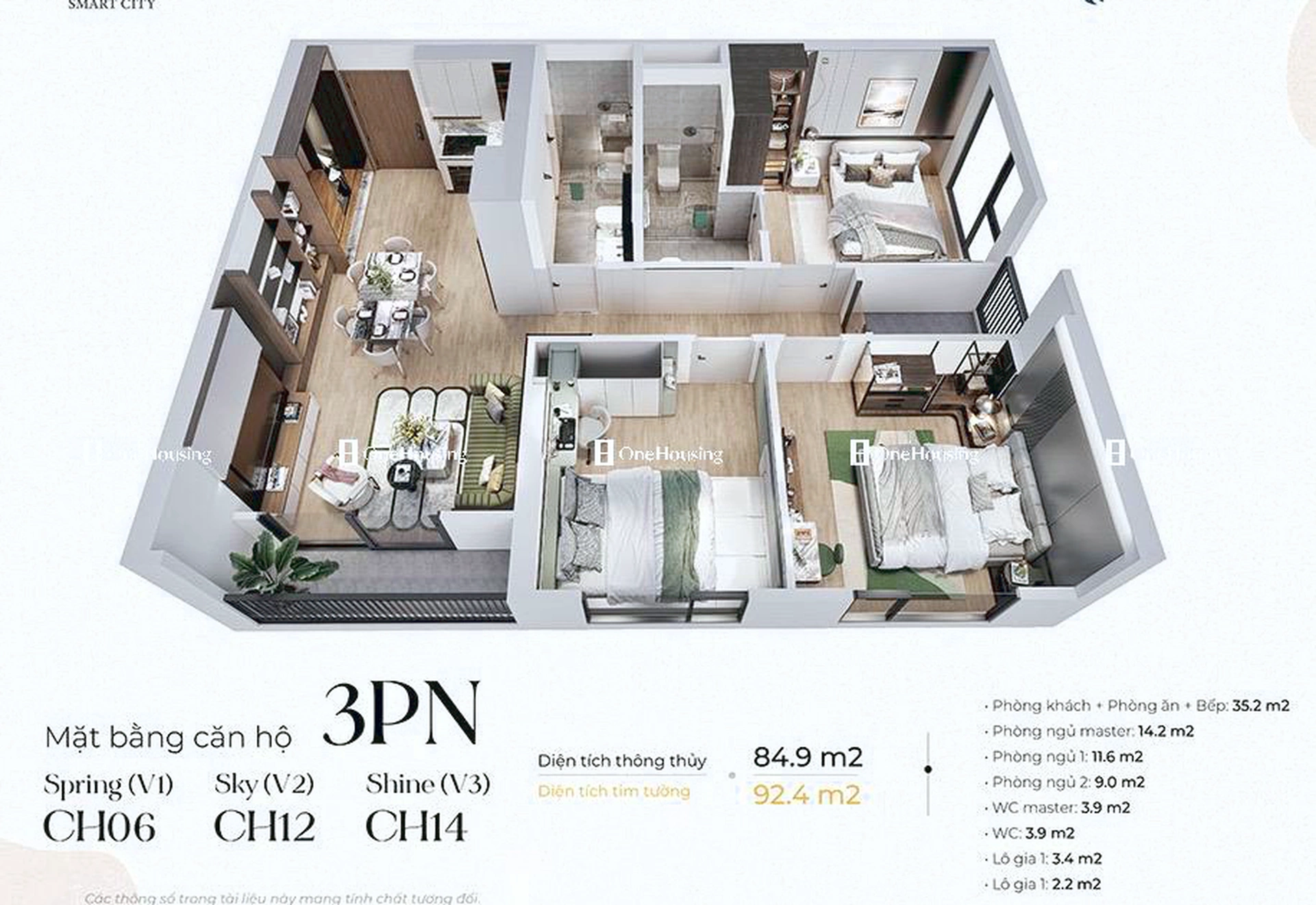 Căn 3PN toà V2 - The Victoria - Imperia Smart City
