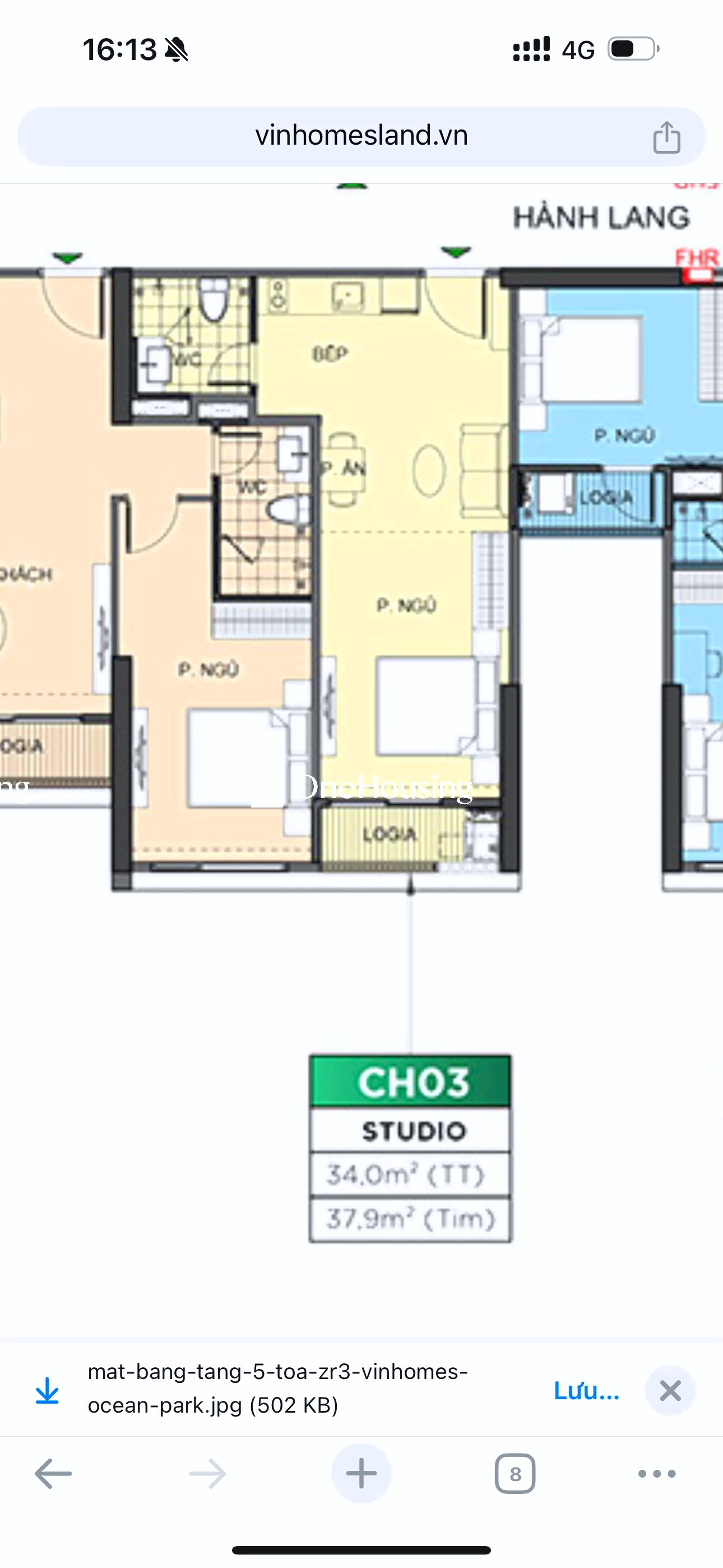 Căn Studio toà ZR3 - The Zurich - Vinhomes Ocean Park