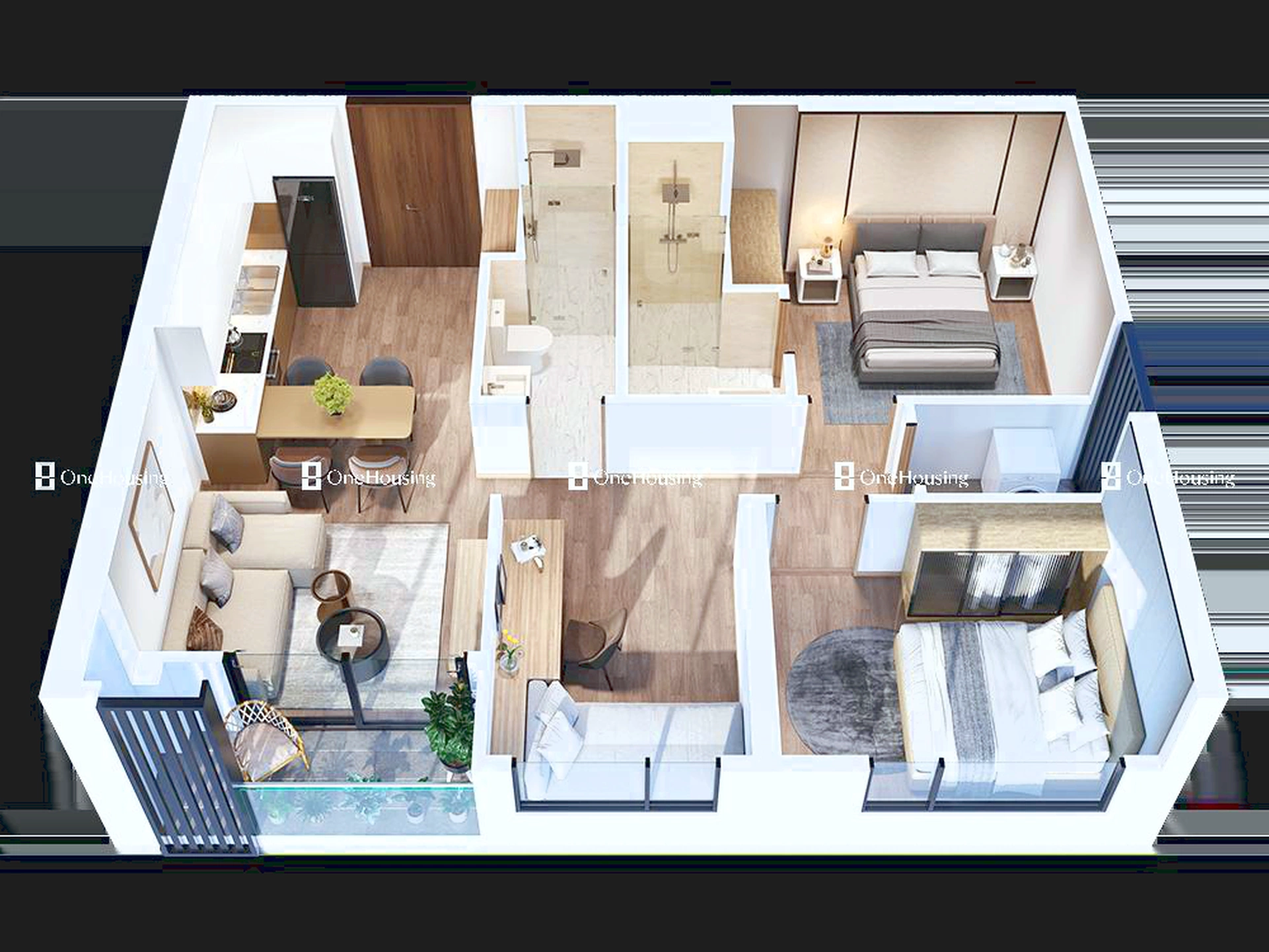 Căn 2PN+ toà H2 - Hawaii - Masteri Waterfront